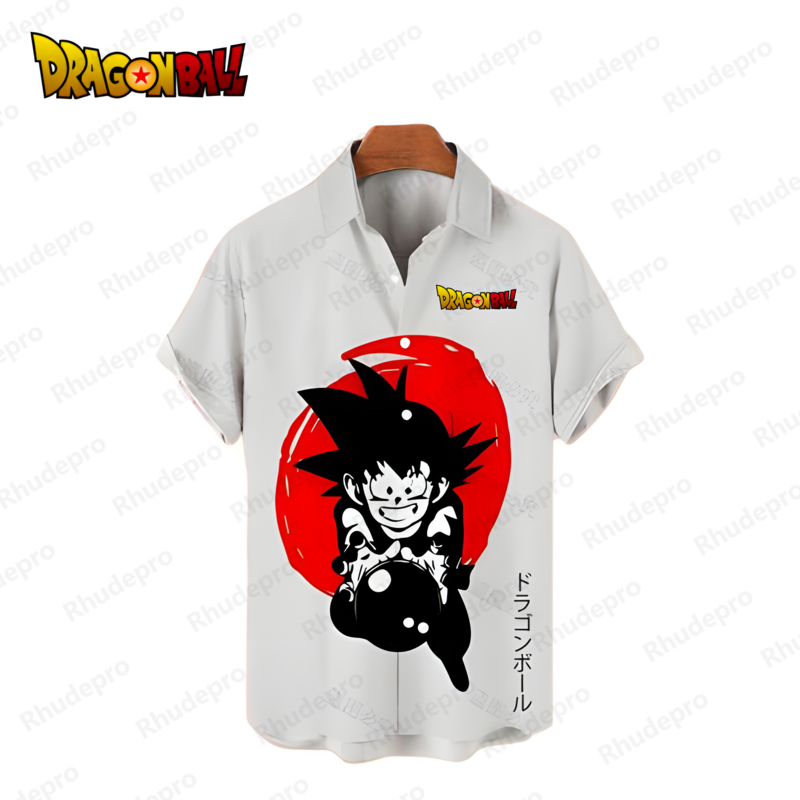 Camisas de Dragon Ball Z de Vegeta para hombre, camisa hawaiana de moda, blusas de verano, ropa de calle de gran tamaño, Goku fresco Y2k, 2024