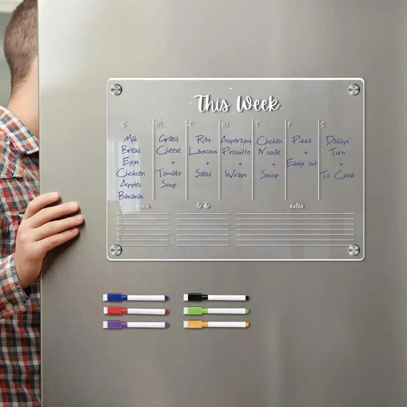 Акриловая доска для холодильника, акриловая доска для сухого стирания холодильника, Магнитный Магнит на холодильник, прозрачный магнитный дизайн, список покупок