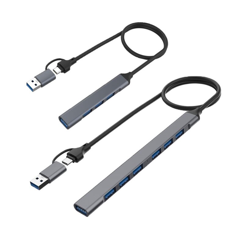 USB 3,0 Typ-C-Docking station Plug & Play 4 Ports PVC USB Typ C Hub 7 Ports Grey USB 3,0 Extender Computer Hub