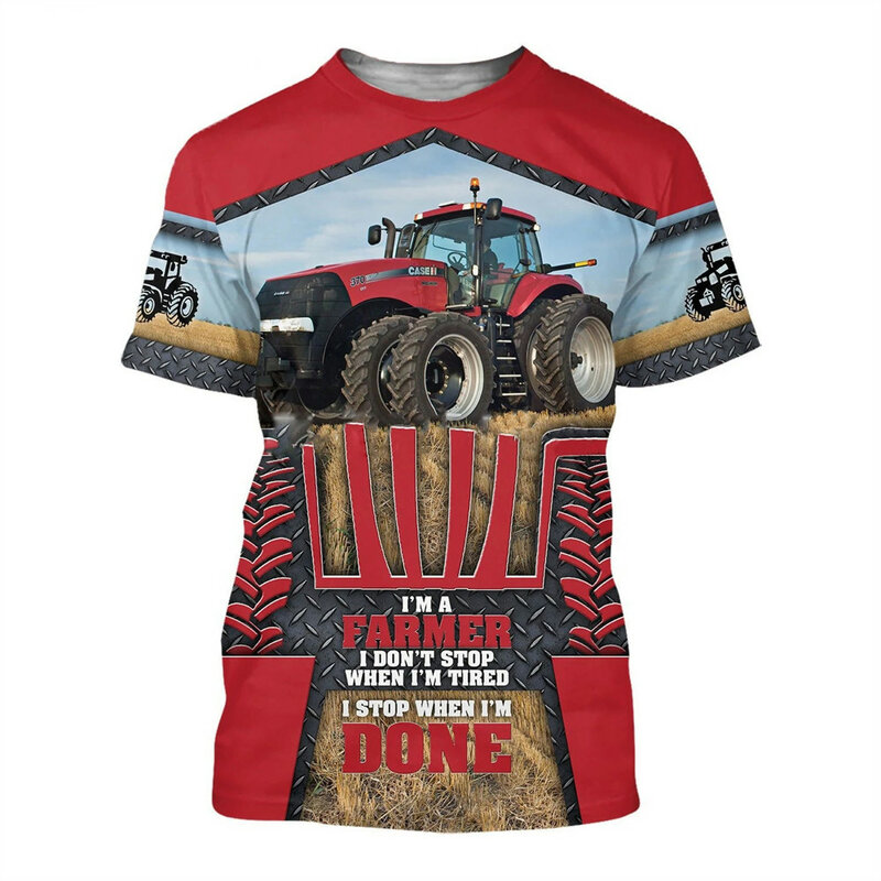 Детская одежда, футболка с 3D принтом грузовика и трактора, одежда для девочек и мальчиков, футболки, модная повседневная футболка в стиле Харадзюку, топы унисекс с мультяшным принтом