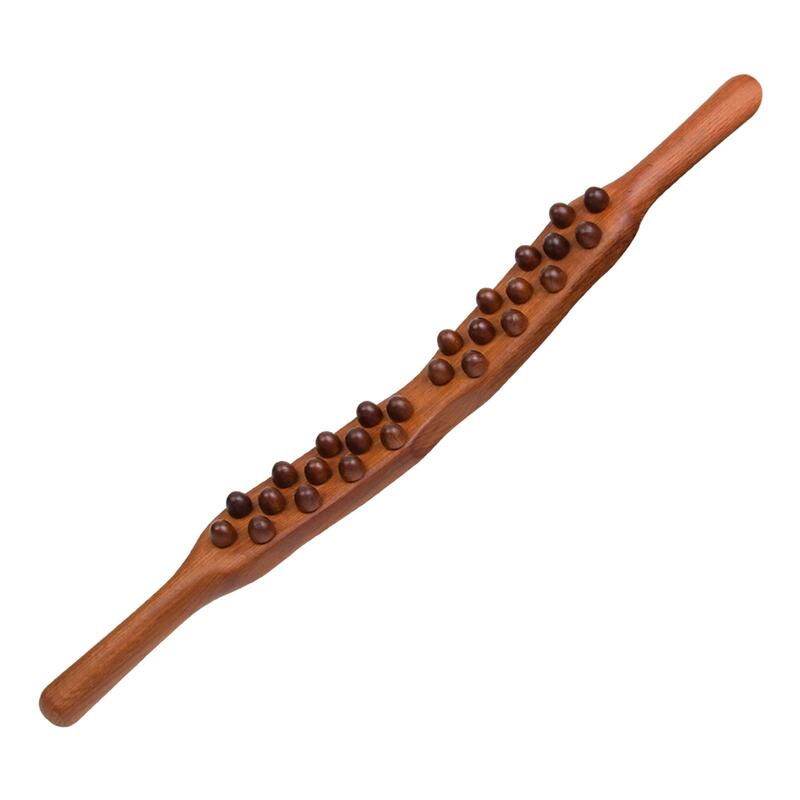 Bastone per massaggio in legno bastone per raschiare Guasha a 26 perline portatile leggero per salone di bellezza SPA per tutto il corpo