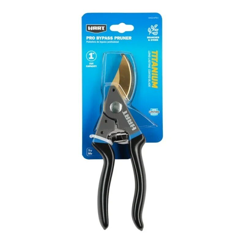 HART 1-inch Bypass Hand Pruner with Aluminum Handle and Titanium Coated Blade