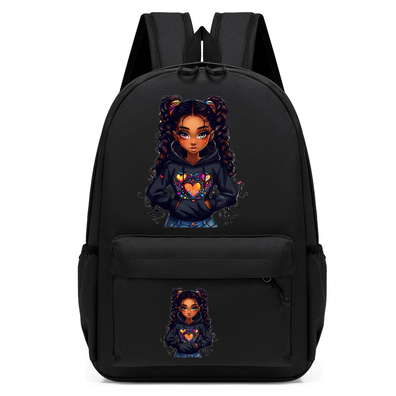 Детский рюкзак с принтом для девочек, черный крученый школьный ранец для детского сада, Детские Мультяшные сумки для книг для девочек, дорожные сумки