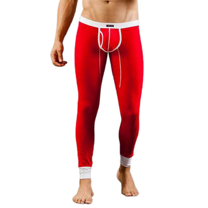 Men Winter Thermal Underwear Bottoms Sexy Slim Big Pouch Crotch Underwear Warm Long Johns Comfort Solid Tight Leggings Pants