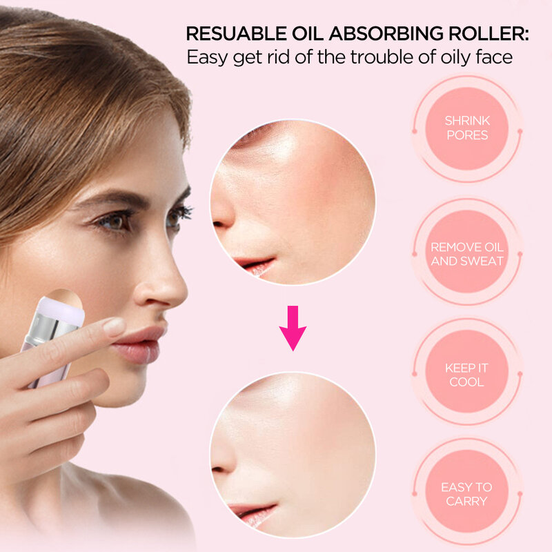 Double Beads Oil Absorbing Volcanic Face Roller Face Care For Women Reusable Facial Skin Care Tools With Oil Absorbing Roller