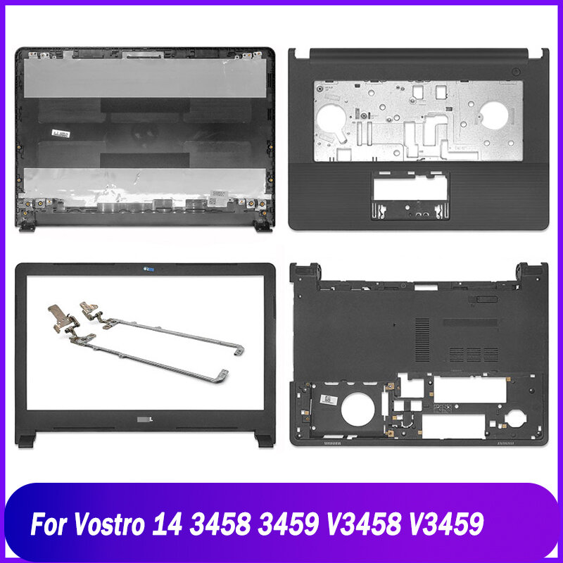 ใหม่ฝาหลังสำหรับ Dell Vostro 14 3458 3459 V3458 V3459แล็ปท็อปปกหลัง LCD ฝาบานพับด้านหน้าเคสด้านล่างด้านบนสีดำ