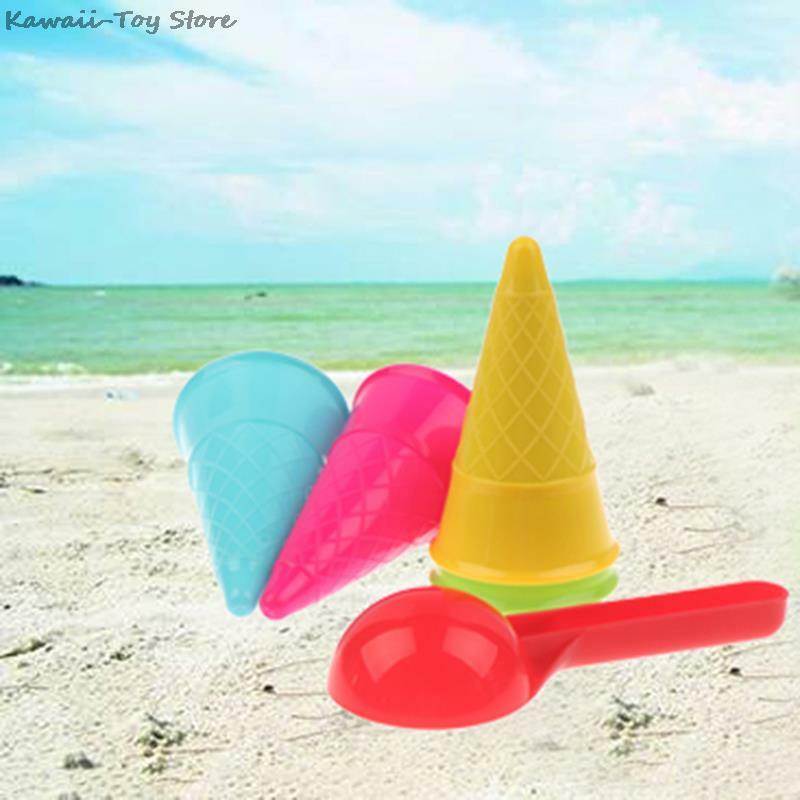 Ensemble de cône de crème glacée pour enfants, jouets de plage mignons, jouet de sable pour enfants, ensemble de jeu d'été Montessori, cadeau de jeu, 5 pièces par lot