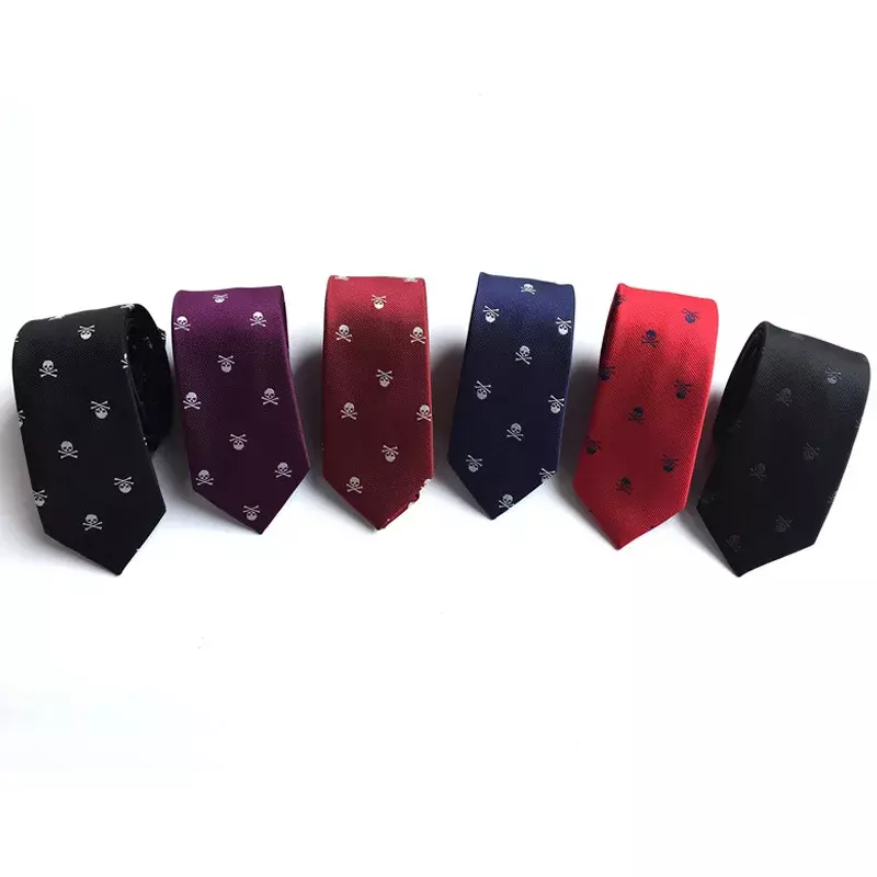 Высокое качество 1200-pin Новый 6 см узкий галстук для Хэллоуин с черепом, мужские Модные вечерние галстуки