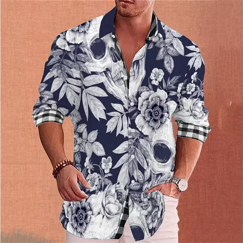 Camisa Floral Retro para hombre, camiseta informal con estampado HD, elástica, suave y cómoda, para uso diario, 2024