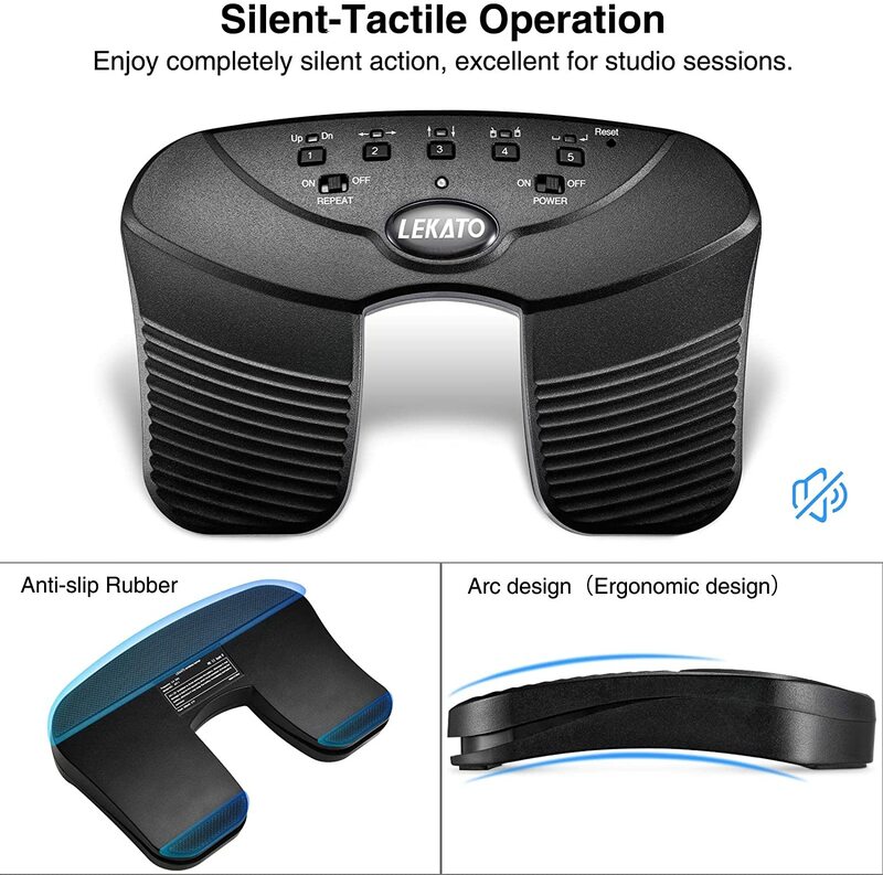 Lekato-Pedal giratorio de música con Bluetooth, recargable por Usb, inalámbrico, silencioso, para Ipad, Iphone, tableta y portátil
