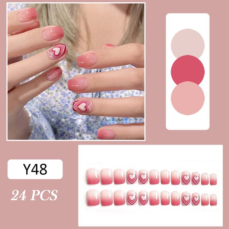 Небольшие свежие белые декоративные матовые накладные ногти с цветами, 24 шт., подходящие летние украшения для девочек