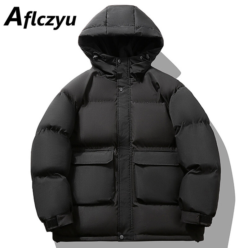 Padded Jacket Men Winter Thick Jacket Coat Fashion Casual Solid Color Hooded Parkas Male Winter Warm Outerwear