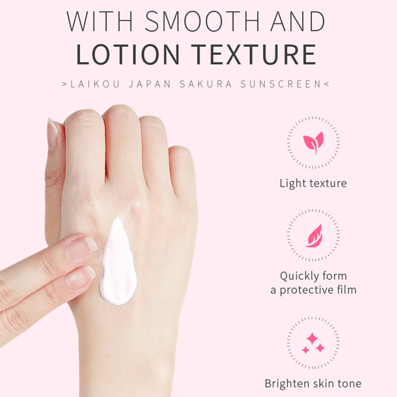 LAIKOU-crema blanqueadora facial y corporal Sakura, Protector solar SPF50 +, refrescante, impermeable, Protector UV, corrector, hidratante y brillante