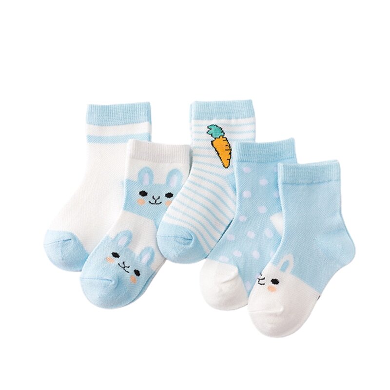 Girls Boys Cotton Socks Baby Soft Crew Socks Breathable Mesh Thin Socks for Toddlers and Kids