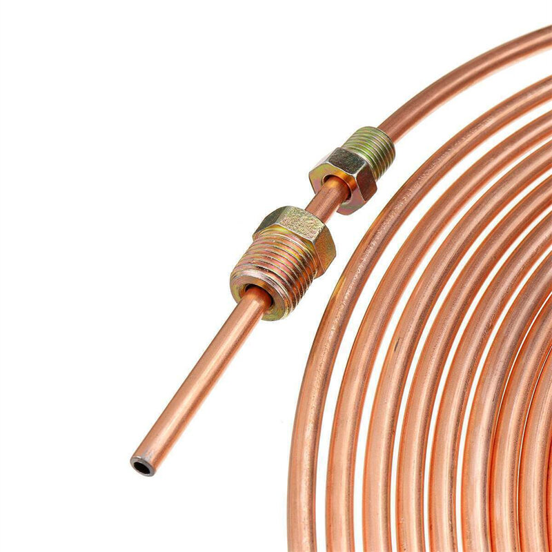 25 ft 3/16 Copper-Nickel Alloy Brake Line Replacement Tubing Coil and Fitting Kit, 16 Fittings Included, Inverted Flare