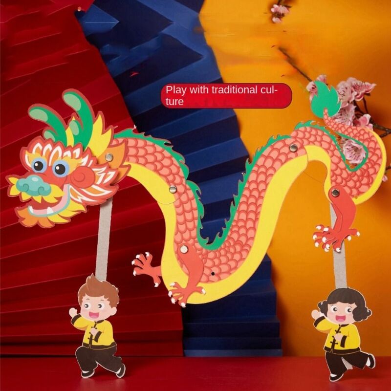 DIY Cina Tahun Baru naga buatan tangan tradisional budaya naga membuat bahan Pak halus kertas pendidikan potongan hadiah