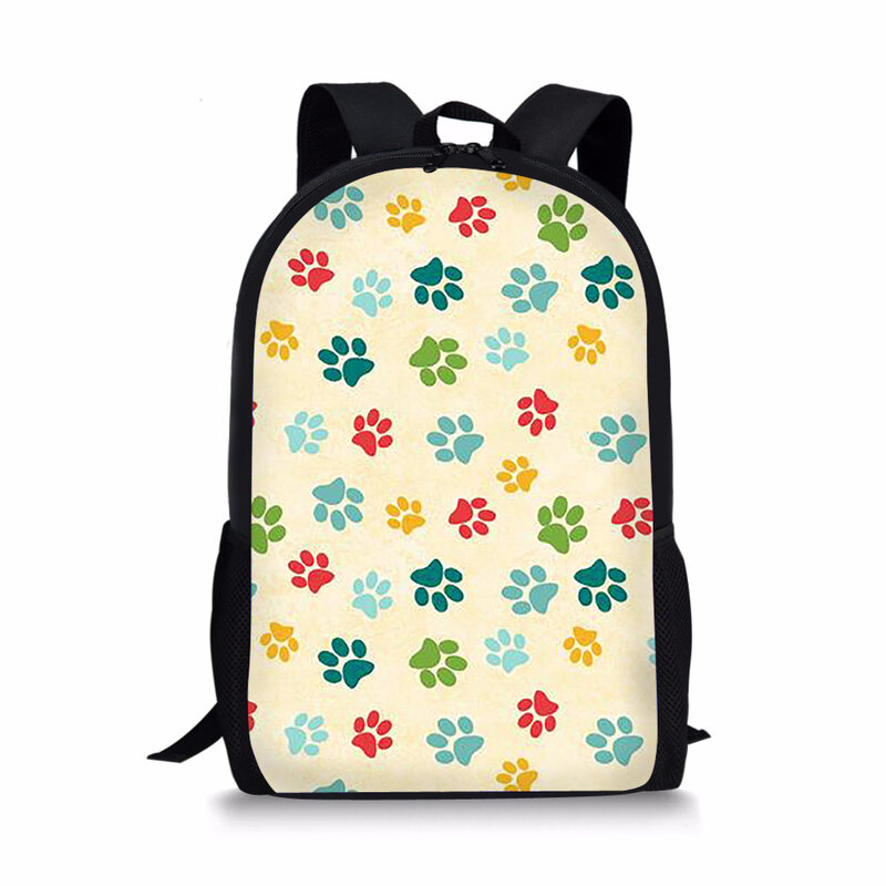 Saco de escola colorido Dog Paw para adolescentes, Mochila de ombro para crianças, meninos e meninas, mochilas infantis