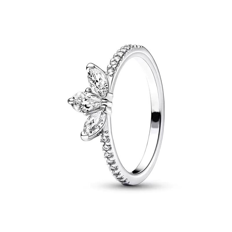 Кольцо из серебра 925 пробы с синим Цирконом в форме цветка, сверкающее кольцо-кластер в виде Гербария, женское кольцо на палец в виде ряда вечности, ювелирные изделия из драгоценных камней