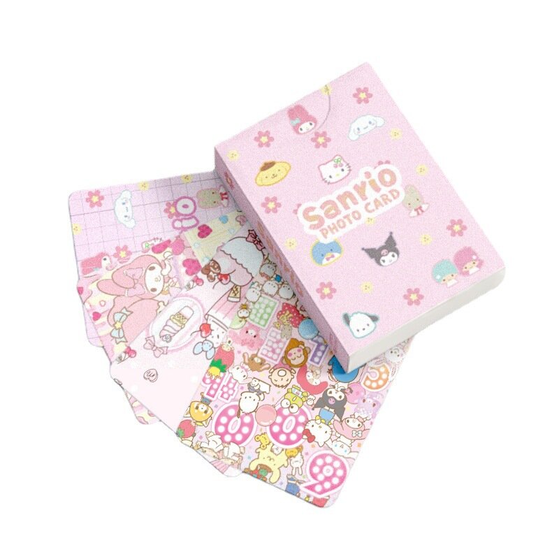Coleção Sanrio Cards for Kids, Kawaii, Hello Kitty, Kuromi, Melody, Cinnamoroll, Pochacco Card, Brinquedos para Meninas, Presentes de Aniversário, 50 PCs/Box