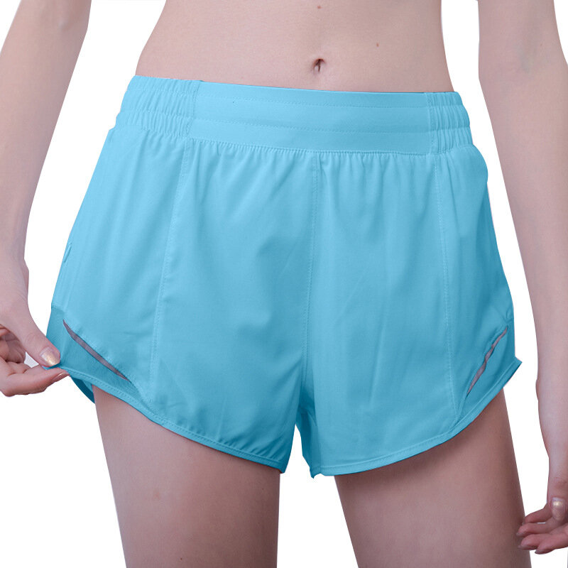 Pantalones cortos deportivos antideslumbrantes para mujer, malla de retales, transpirables, secado rápido, primavera y verano