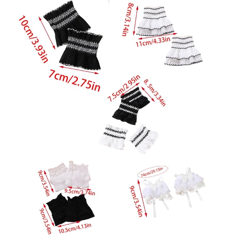 Czarodziejskie koronkowe mankiety na nadgarstki do koszul, sweter, sztuczny rękaw, rozkloszowane, rozkloszowane rękawy, fałszywe mankiety na nadgarstek