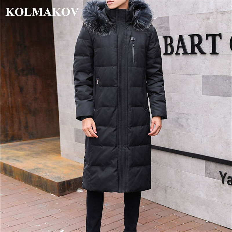 KOLMAKOV-Chaqueta de plumón de ganso para hombre, Parkas x-long de talla grande S-5XL, abrigos con capucha 6XL, chaquetas verdes militares negras, invierno, nuevo