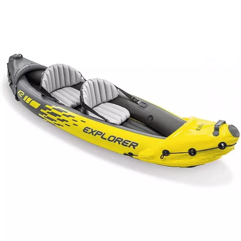 Intex-Ensemble de Kayak Gonflable Explorer K2, comprend des Rames de Luxe en Aluminium de 86 Pouces et une Pompe à Haut Sortie, Smile Bathing, PVC-AdMozambique, 68307EP