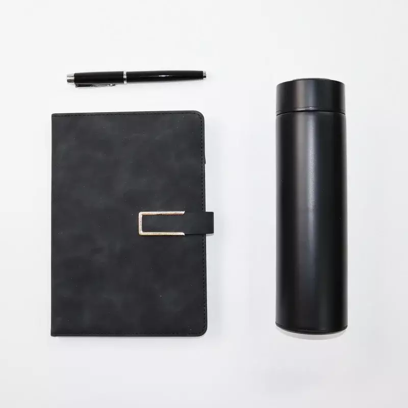 Producto personalizado, cubierta de logotipo personalizado, diario, planificador, juego de caja, cuaderno de tapa dura de cuero con bolígrafo y taza, diario