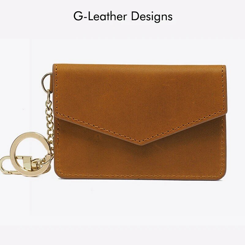 Vintage Style Genuine Leather Small Mini Wallet Crazy Horse Leather Credit Card Holder With Keychain Cow Leather Gift