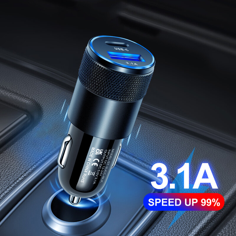 Ładowarka samochodowa Usb Mini 70W USB PD ABS ze stopu aluminium typu C szybkie ładowanie W USB-C samochodowym Adapter do IPhone Samsung Huawei Xiaomi