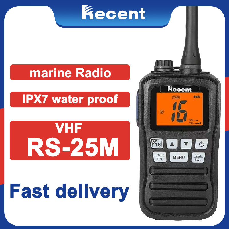 Terbaru RS-25M VHF Marine Transceiver IP-X7 tahan air Handheld Walkie Talkie Float perahu kapal bicara dua arah Radio RS25M