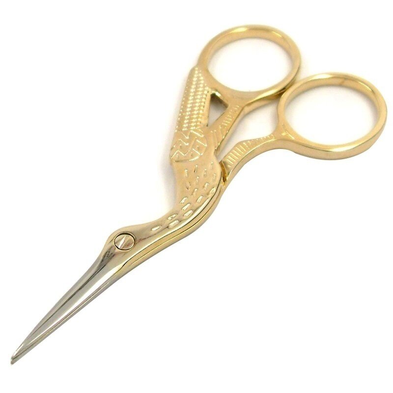 Haft w kształcie bociana złoto w stylu Vintage do szycia i krawiectwa nożyce do haftu krzyżykowego Mini nożyczki ze stali węglowej