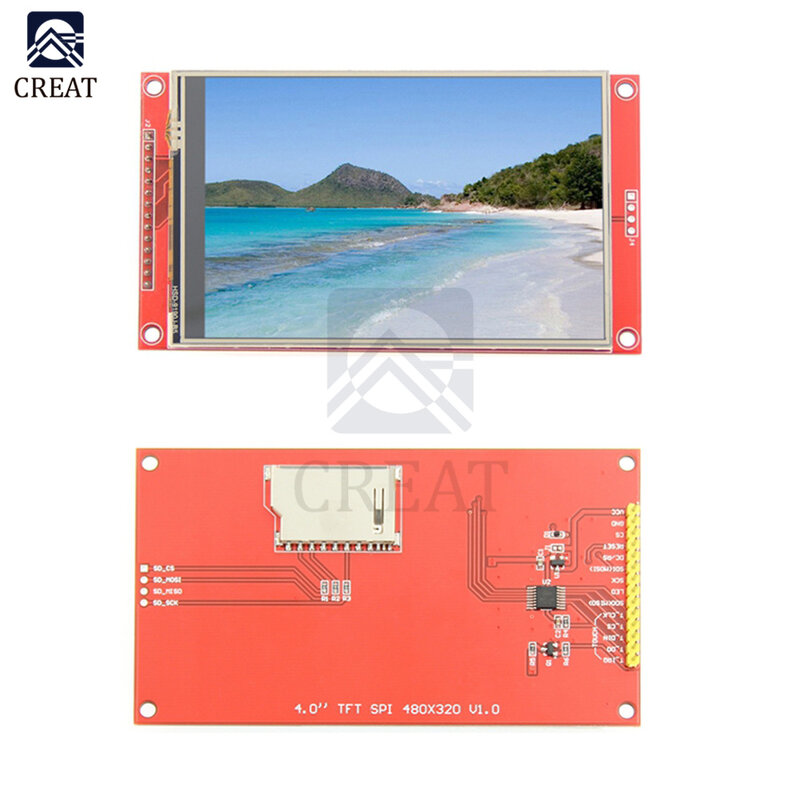 SPI Serial LCD Touch Screen Module, Módulo de exibição, TFT, ST7796S, ILI9488, 4 fios, 480x320, 4,0 ", 3,5"