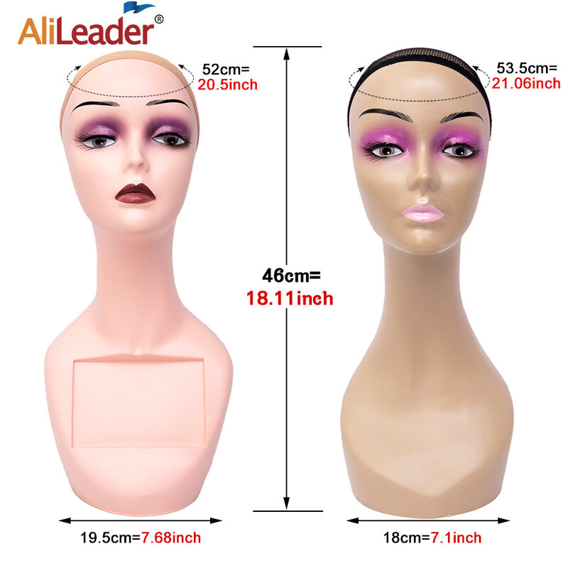 Realistic Female Mannequin Head with Shoulder Manikin Head Bust Wig Head for Display Wigs Necklace Earrings Hat dark Brown
