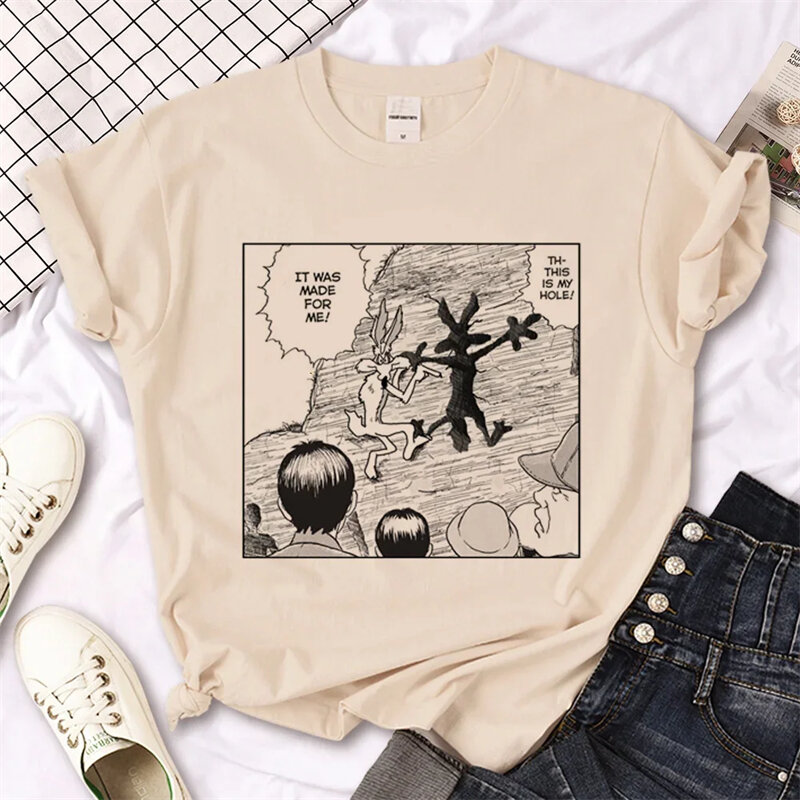 Camisetas De Wile e Coyote para mujer, ropa de cale de manga Y2K, 최고의 여성