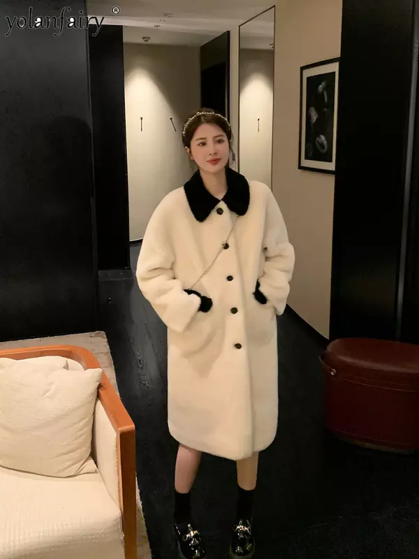 Sheep Fleece Real Fur Coat Women's Composite Fur Integrated Fur Jacket Women Long Winter Clothes Female Clothing New Top FCY5060