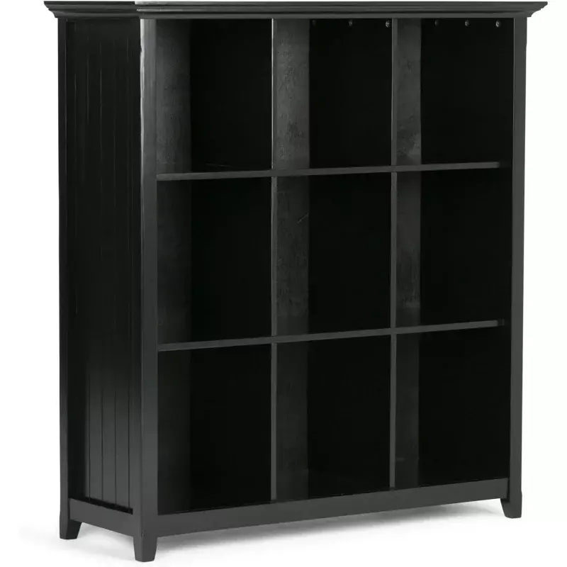 SIMPLIHOME Acadian SOLID WOOD 44 Inch Transitional 9 Cube Bookcase and Storage Unit in Black, For the Living Room, Study Room an