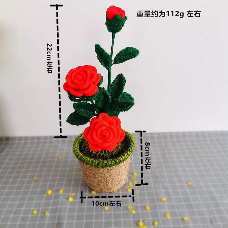 Gifts Cute Sunflower Knitted Potted Rose Flowers Home Decoration Plush Doll Plush Plants Toy Plants Plush Stuffed Plush Toys