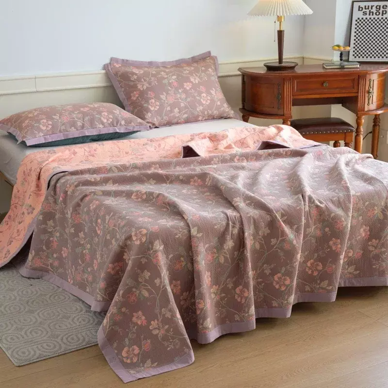 3層コットンジャカードブランケット,3枚,装飾リネン糸,染め生地,市松模様のベッドカバー,ソファブランケット