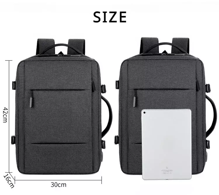 Tas punggung bisnis klasik, ransel Laptop kasual tahan air, tas USB kapasitas besar, dapat diperbesar