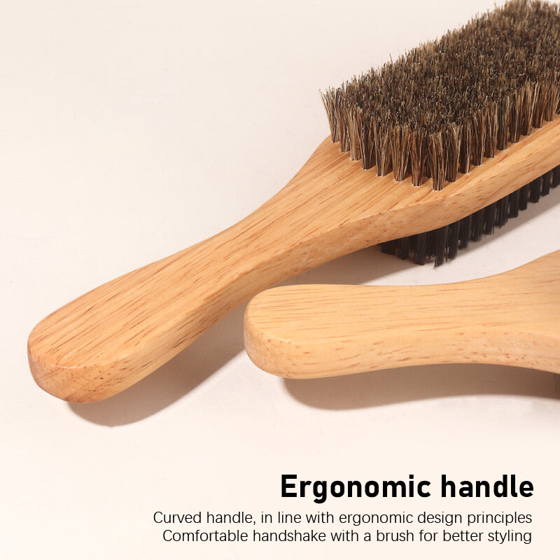 Escova de cabelo de cerdas de javali para homens, escova natural de faia de madeira, dupla finalidade, uso doméstico