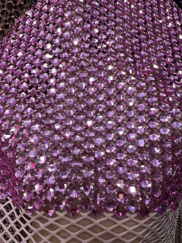 Tela de malla de diamantes de imitación de cristal para manualidades, cinta de costura, tela de encaje de red con piedras centelleantes, muchos colores, 5 yardas, 6x6