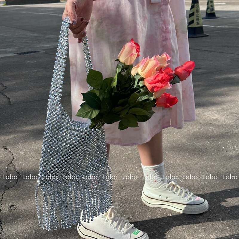 Новинка 2021 г., серебряная женская сумка с кисточками, вышитые бисером сумки, 2020, дизайнерские прозрачные сумки