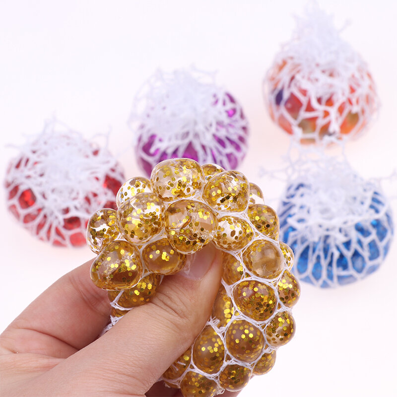 Grape Mesh Stress Balls for Adults Kids Autism Sensory Fidget Toys Squishy Balls Stress Relief Balls Squeezing Grape Balls 1 PC
