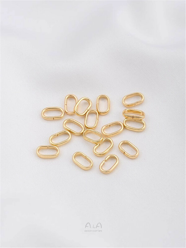 14K Gold-filled Flat Wire Oval Open Ring Handmade DIY Bracelet Earrings Chain Connection Ring Jewelry Accessories K027