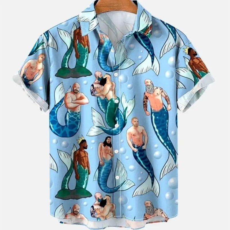 Camisas de manga corta hawaianas florales para hombres, Elegante ropa Vintage, figura de personaje de vacaciones de verano, moda Social de lujo informal