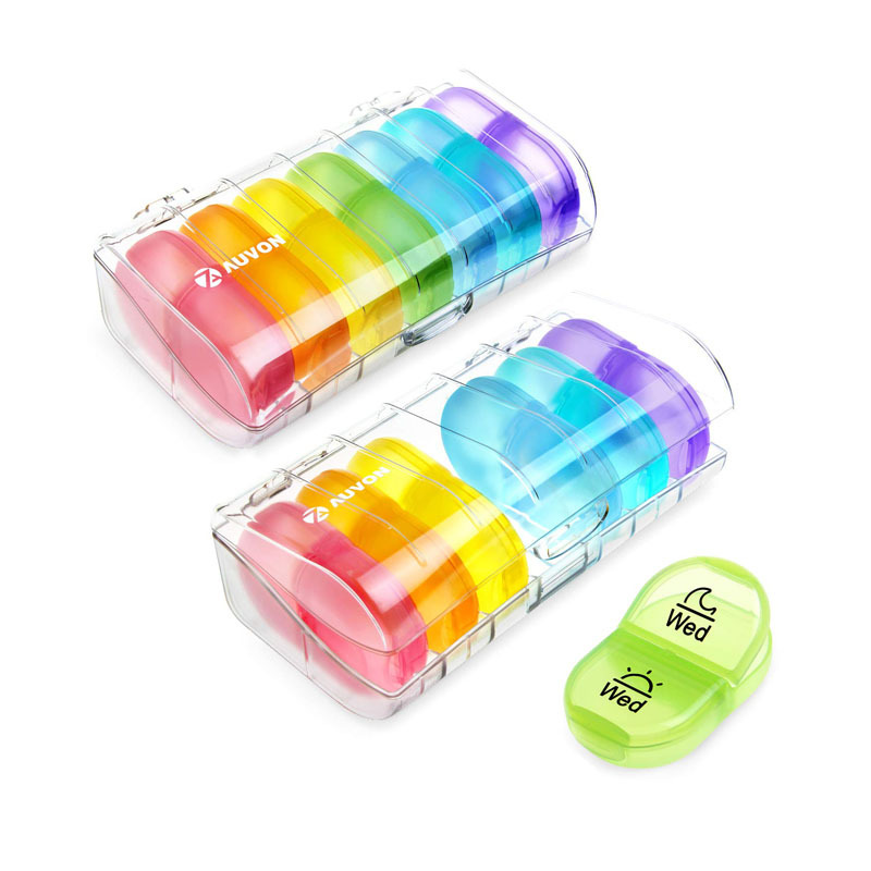 Seven Days a Week 14 Grid Rainbow Pill Box Classification Box Portable Plastic Compartment Pill Box