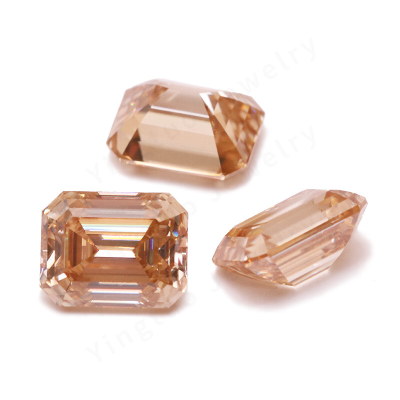 Diamantes de moissanita de corte esmeralda champán, piedra suelta VVS1, laboratorio GRA, certificado, 7x9mm, 3CT
