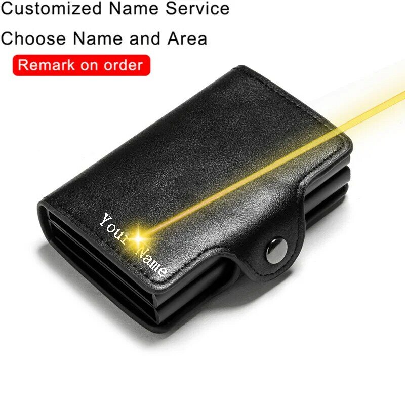 ZOVYVOL-billetera con bloqueo RFID para hombre, tarjetero de cuero, Banco tarjeta billetera, doble caja de Metal, monedero