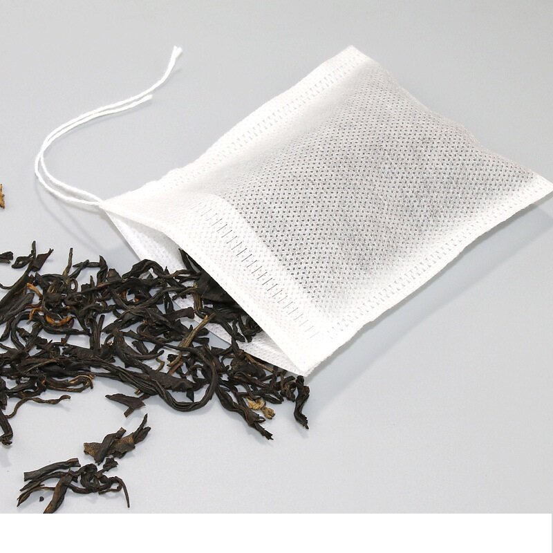 100 unids/lote 5x7 7x9 8x10 10x12 10x15 12x16CM bolsas de té con cordón tela no tejida bolsas organizadoras de almacenamiento impermeables bolsas de filtro
